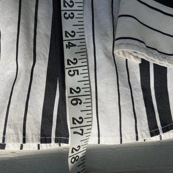 VTG Ann Taylor Blouse Ruffle High Neck Black White Striped Button-Up Blouse 38” - Picture 5 of 7